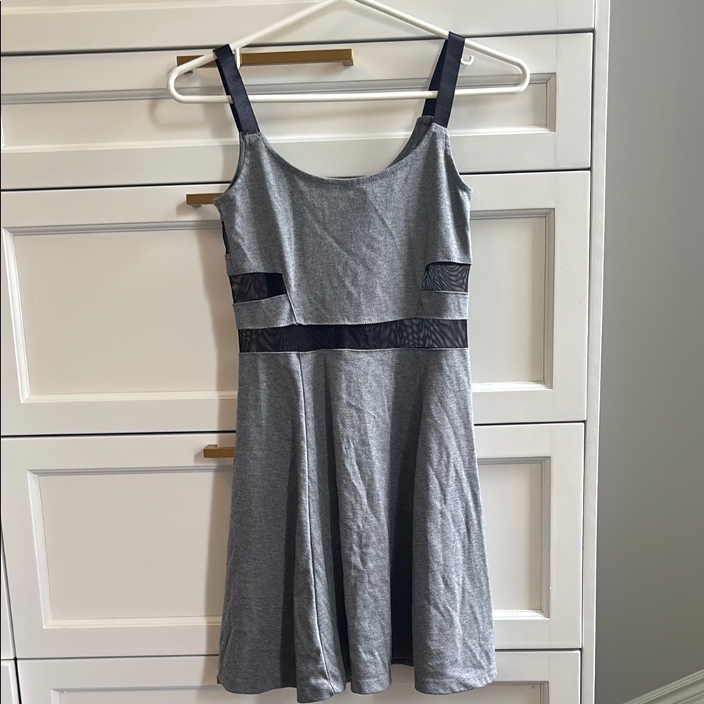 Divided Gray Sleeveless Mini Dress